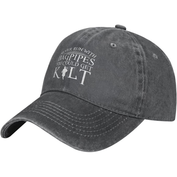 Funny Scottish Bagpipe Kilt Scotland Pride Gift Mens Ball Caps Never Run with Bagpipes You Could Get Kilt Baseball Caps
