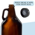 thumbnail image 5 of Cornucopia Brands 64oz Amber Glass Growler Jugs /Half Gallon (2-Pack) w/Black Phenolic Lids, Great for Kombucha, Home Brew, Distilled Water, Cider & More, 5 of 10