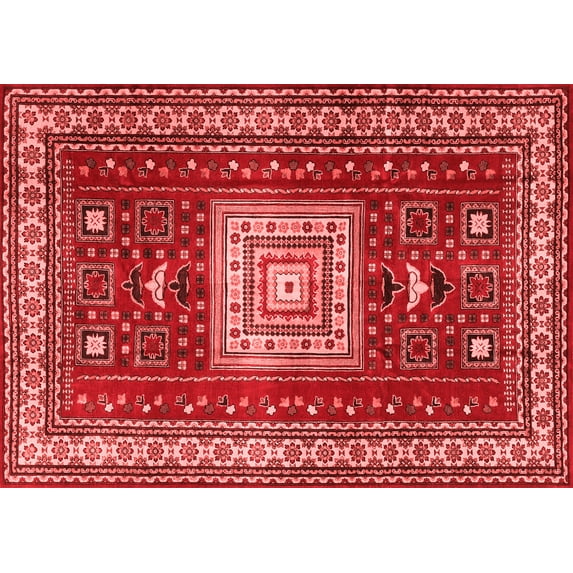 Ahgly Company Indoor Rectangle Geometric Red Traditional Area Rugs, 2' x 4'
