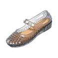 thumbnail image 2 of pwidon Women's Mary Jane Jelly Wedge Sandals Waterproof Closed Toe Slip On Pearl Decor Hollow Out Summer Beach Shoes Navy 5.5, 2 of 6