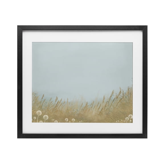 Misty Meadows Blowing in Wind Black Framed Print Under Glass, design by Renel Peters