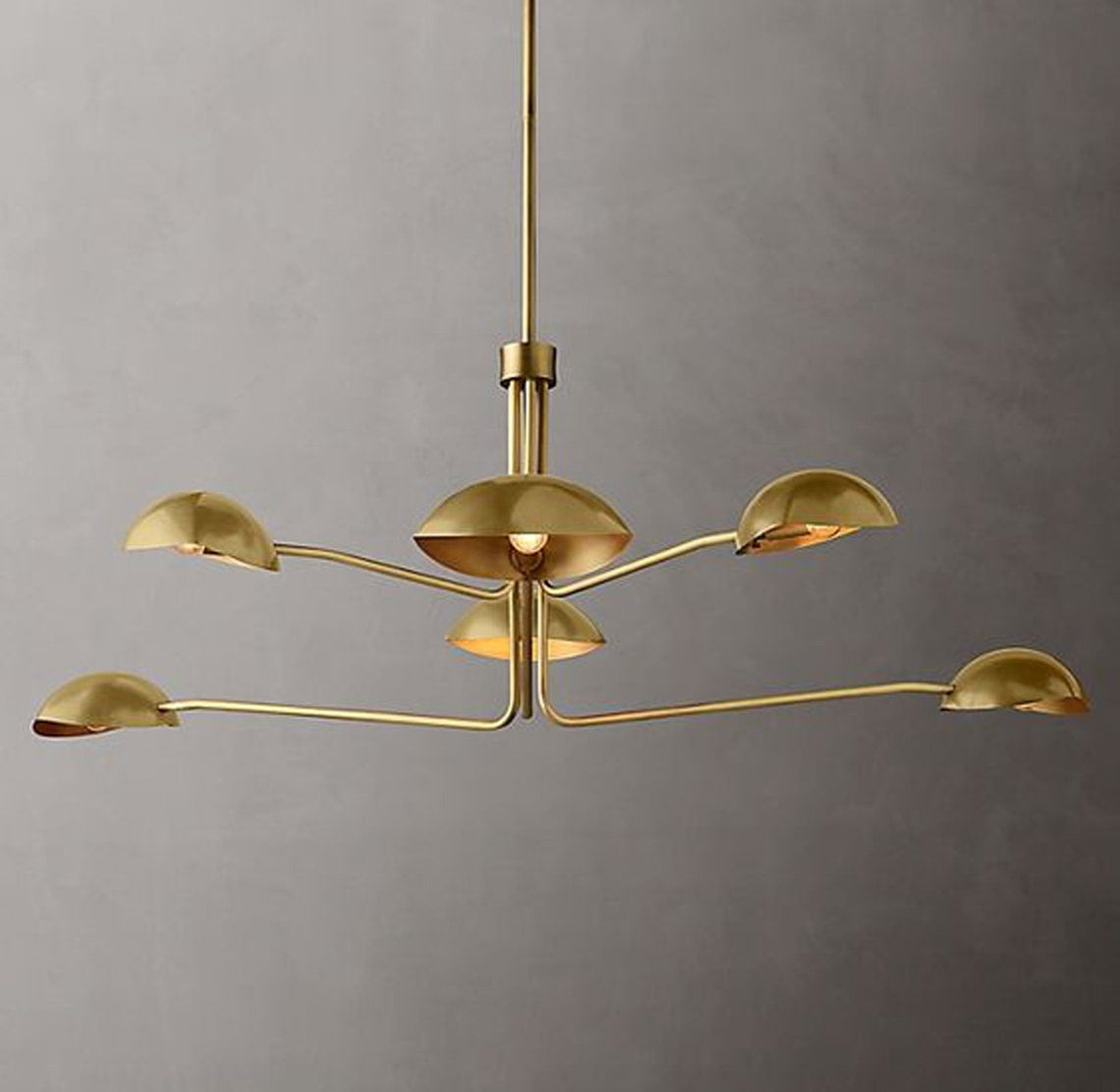 Six-Arm Brass Sputnik Chandelier Light Fixture Mid Century Brass Chandelier