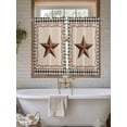 thumbnail image 4 of Western Texas Star Retro Living Room Curtains 2 Panel, Rustic Vintage Berry Black Beige Plaid Cafe Window Treatment, Farmhouse Bedroom Bathroom Kitchen Curtains Drapes 104"x45", 4 of 6