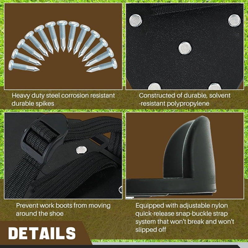 Gunite Spiked Shoes with Adjustable 4 Straps and 26 Spikes Black One Size Fits All Lawn Aerator Shoes