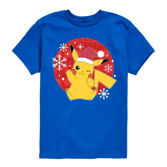 Pokémon - Pikachu Santa Hat - Youth Short Sleeve Graphic T-Shirt