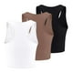 thumbnail image 3 of Conjunto de 3 camisetas sin mangas para mujer: camisetas de entrenamiento sin costuras con ribetes, camisetas cortas sin mangas, ropa informal/de playa/de deporte, 3 of 3