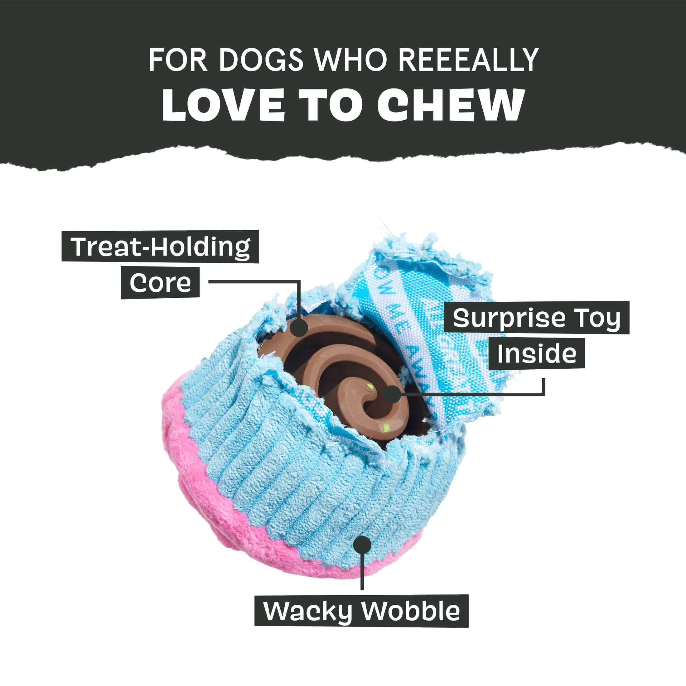 BARK Cup Kate Durable Plush Dog Toy for Active Pups