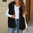 thumbnail image 2 of BiZtdJrK Womens Faux Fur Vest Winter Warm Short Coat Fluffy Shaggy Sleeveless Jacket Lounge Fuzzy Outerwear Black L, 2 of 7