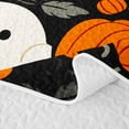 thumbnail image 5 of Homewish Halloween Cartoon Ghost Bed Spread Queen,Jack O Lantern Vine Print Queen Coverlet Set,Black Orange,3 Pieces, 5 of 7