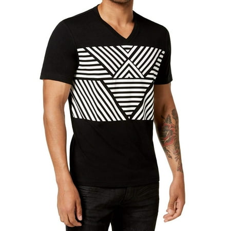 Black White Men's Small Line Stripe Graphic Tee T-Shirt $29 S