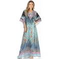 thumbnail image 5 of Sakkas Anahi Flowy Design V Neck Long Caftan Dress / Cover Up With Rhinestone - ST40-Turq - One Size, 5 of 5
