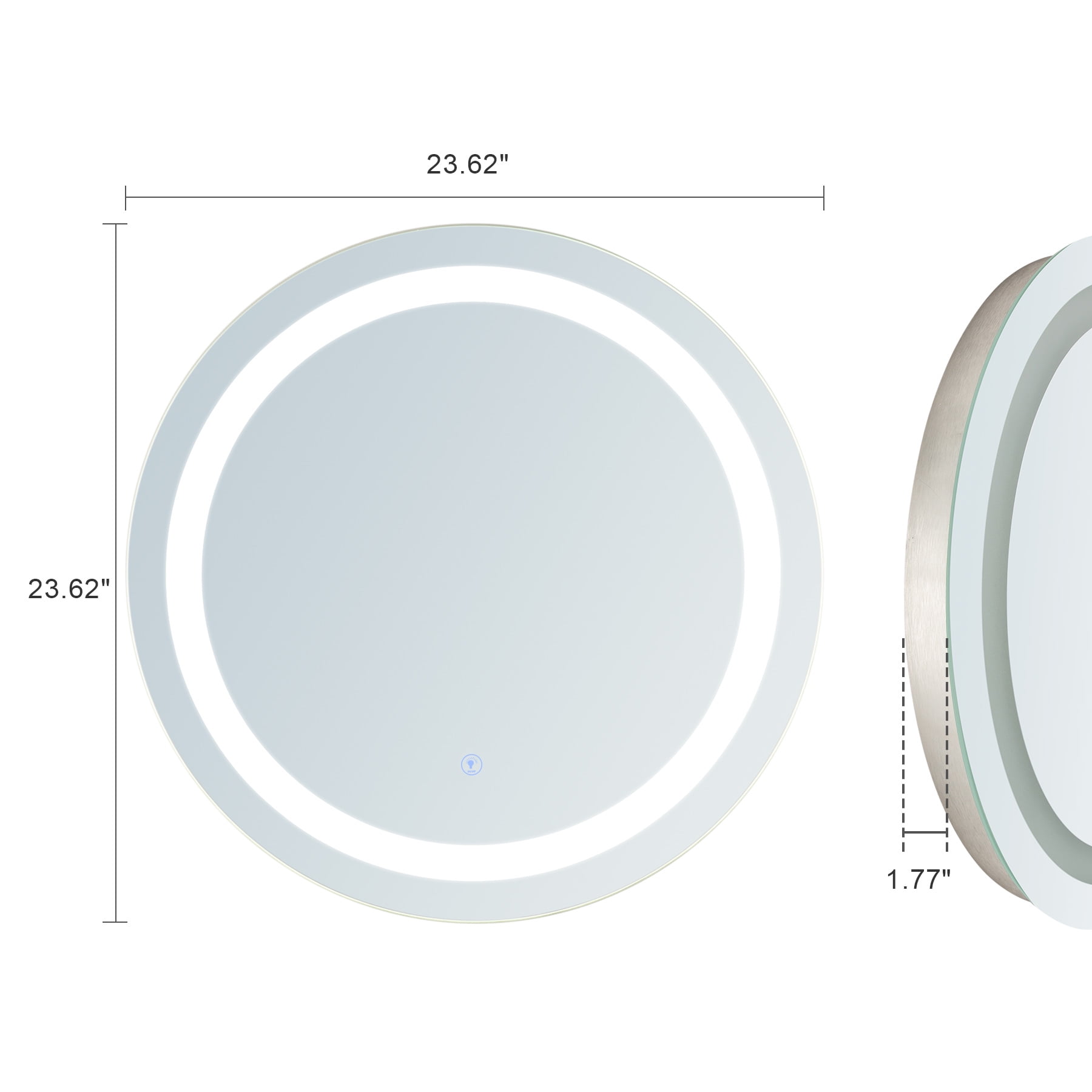 2' Silver Round Wall Mounted LED Mirror for Bedroom Desk Bathroom Vanity and More Glass Aluminum Alloy Metal