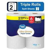 Great Value Ultra Strong Paper Towels, White, 2 Triple Rolls