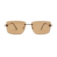 thumbnail image 1 of Womens Slick Minimal Luxury Rimless Rectangle Retro 90s Sunglasses Gold Brown, 1 of 4