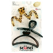 Scunci Matte Mixed Shape Claw Clips, Assorted Neutrals, 3 Ct