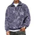 thumbnail image 3 of Havenx Men's Flannel 1/4 Zip Pullover Sweatshirt Long Sleeve Collared Pullover Sweater Mock Neck Camouflage Print Sweatshirt Soft 2026 Fall Winter Outdoor Active Casual Sweater Tops,Purple L, 3 of 7