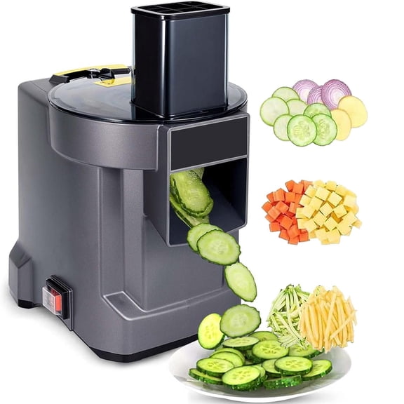 Commercial 100w Vegetable Dicer Chopper 3 In 1 Food Processor Automatic Potato Slicer&Onion Shredder With 3 Stainless Steel Blades-For Commercial & Home