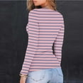 thumbnail image 5 of VEKDONE Women Stripe Shirts Ribbed Knit Slim Fit Tops Long Sleeve Basic Tee Casual Stretch Crewneck Blouses Underscrubs Layer Clothes, 5 of 8