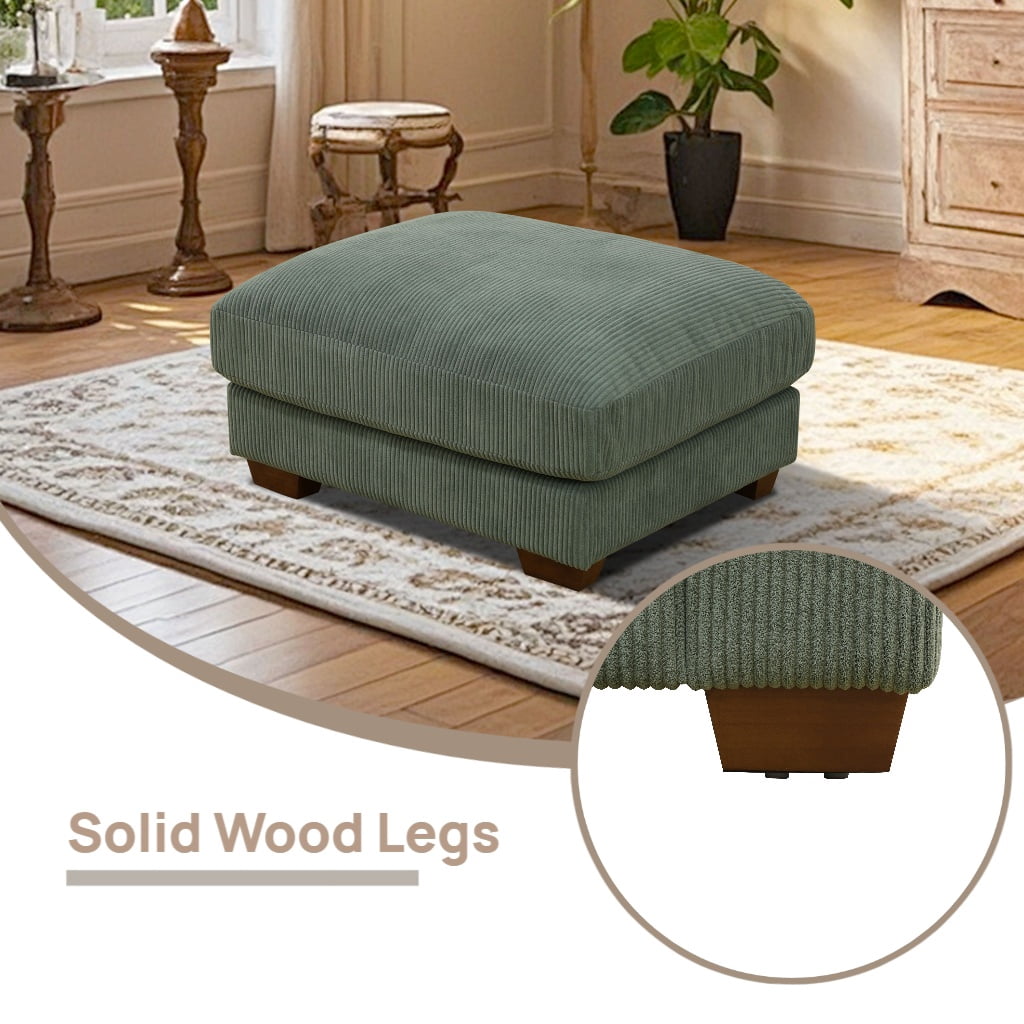 Large Oversized Ottoman Bench for Living Room, No Assembly Needed, Green Corduroy