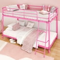 thumbnail image 3 of Zimtown Twin-over-Twin Low Profile Junior Bunk Bed, Pink, 3 of 8