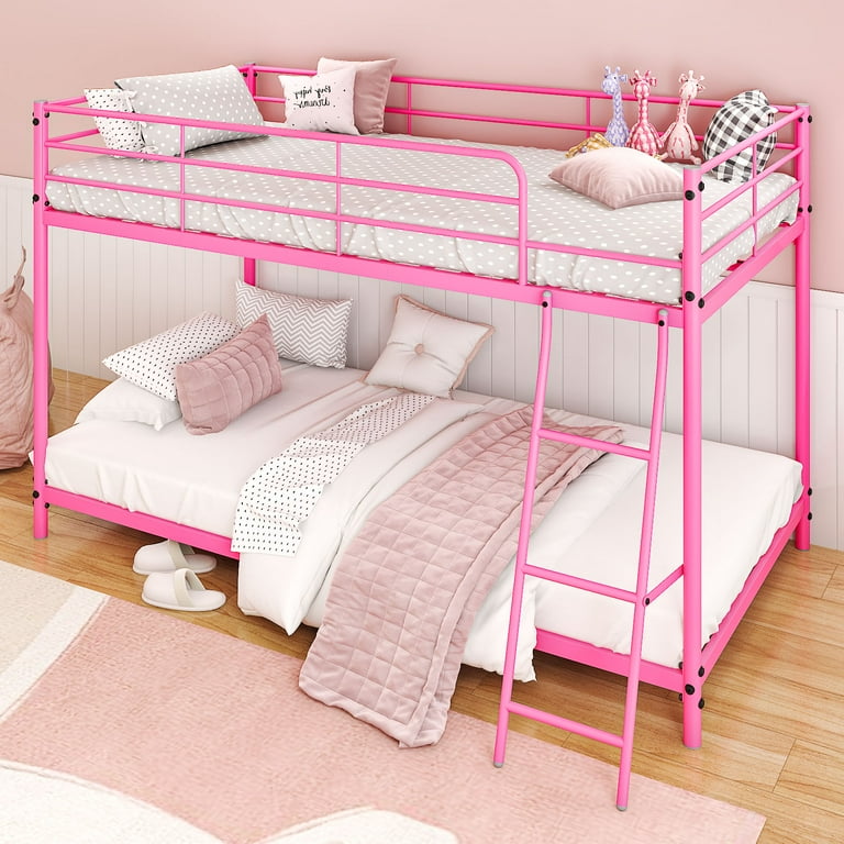 Zimtown Twin-over-Twin Low Profile Junior Bunk Bed, Pink - Walmart.com