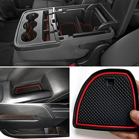 Auovo Anti Dust Custom Fit Cup And Center Console Liner Accessories For 2018 Chevrolet Silverado 1500 Lt Double Cab Interior Door Compartment Liner
