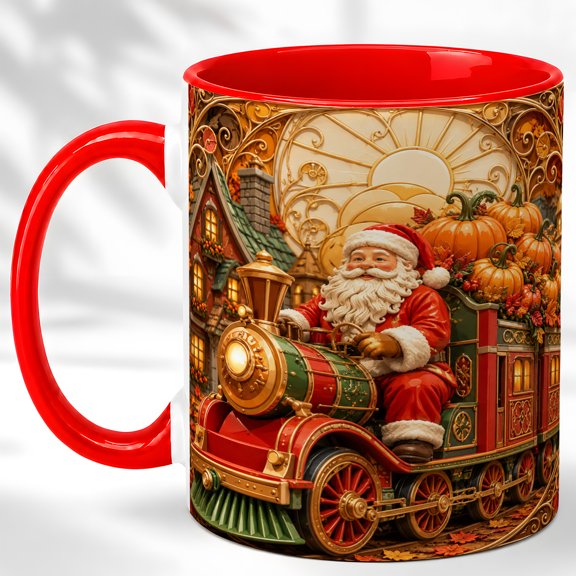 Harvest Holiday Coffee Mug, Autumn Pumpkin Mug, Ceramic 11 oz