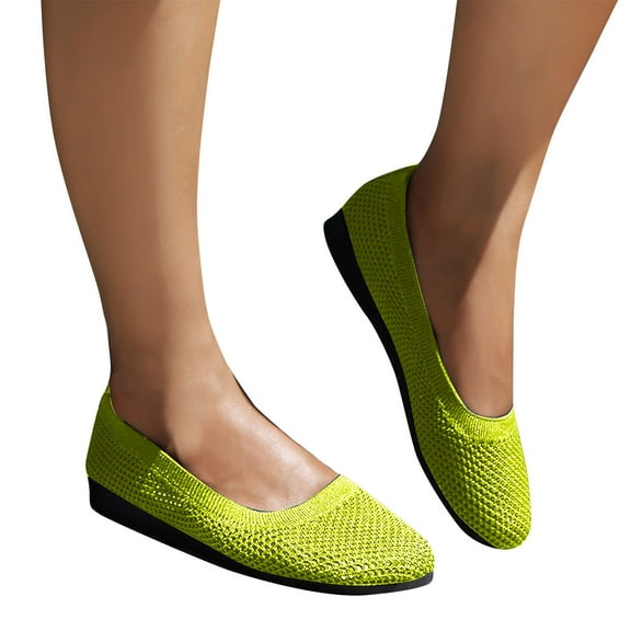 Viluyesy Womens Flats Shoes, Round Toe Mesh Breathable Wide Width Spring Summer Slip-On Shoes Green