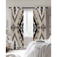 thumbnail image 3 of Boho Black Brown Blackout Curtains 72 Inches Long for Bedroom, Vintage Southwestern Ethnic Geometric Thermal Insulated Room Darkening Black Out Window Curtain Panels Grommet Drapes for Living Room, 3 of 8