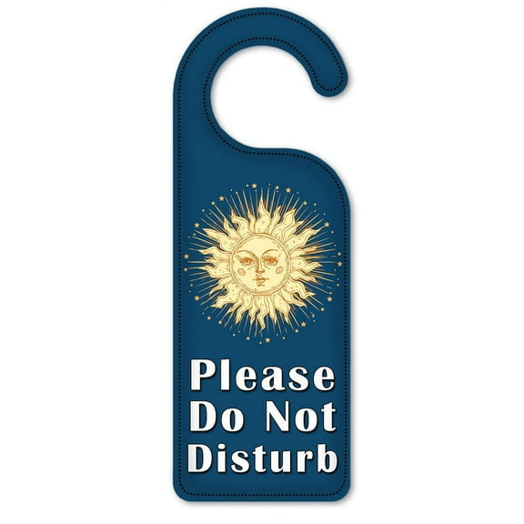 Do Not Disturb Door Knob Hanger Sign - Golden Sun with Blue Background