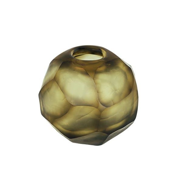 Aspen Creative 17001, Glass Table Vase Centerpiece Home Decor For Living Room Decor, Bedroom Decor, Decorative Vase, Amber Finish, 4-3/4" Diameter x 4" Height