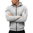 thumbnail image 4 of RYDCOT Cargo Hoodie with Zipper Pockets, Midweight Fleece, Full Zip Hooded Sweatshirt for Men Gray, 4 of 8