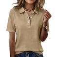 thumbnail image 2 of Polo Shirts For Women Three Buttons Short Sleeve Collared Golf Shirts Womens Summer Relaxed Fit Breathable Tops Casual V Neck Business Blouses, 2 of 5