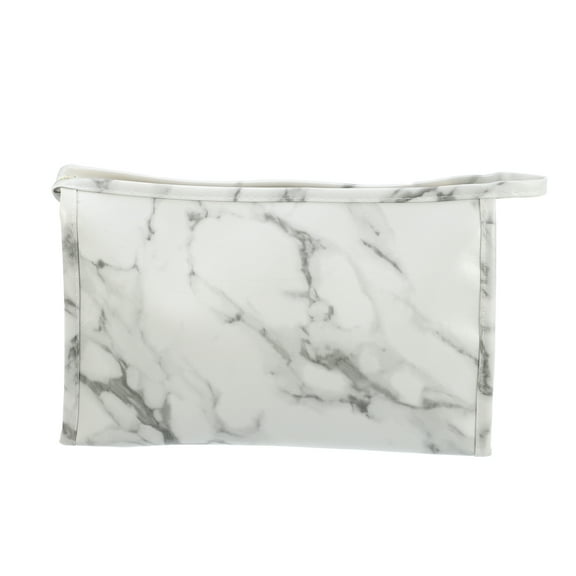 Unique Bargains Makeup Bag Marble Cosmetic Travel Bag Make Up Brush Organizer Bag Storage for Women White Gray 9"x3"x6"
