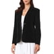 thumbnail image 1 of Blazer de terciopelo INSPIRE CHIC para mujeres, de manga larga, con solapa de muesca, botón, estilo vintage, blazers de trabajo para oficina con bolsillos, talla L, color negro, 1 of 6