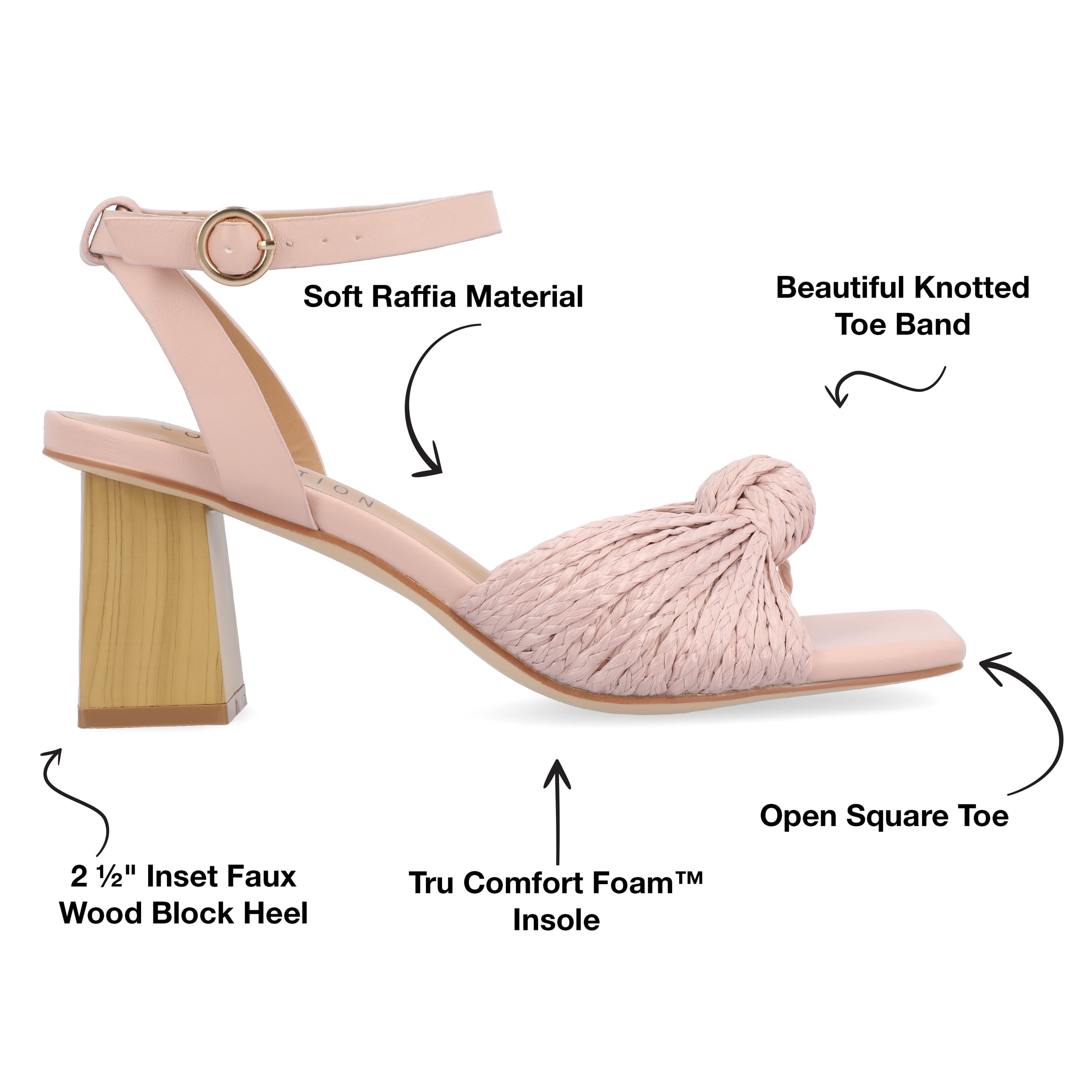Journee Collection Womens Galinda Tru Comfort Foam Low Block Heel Sandals