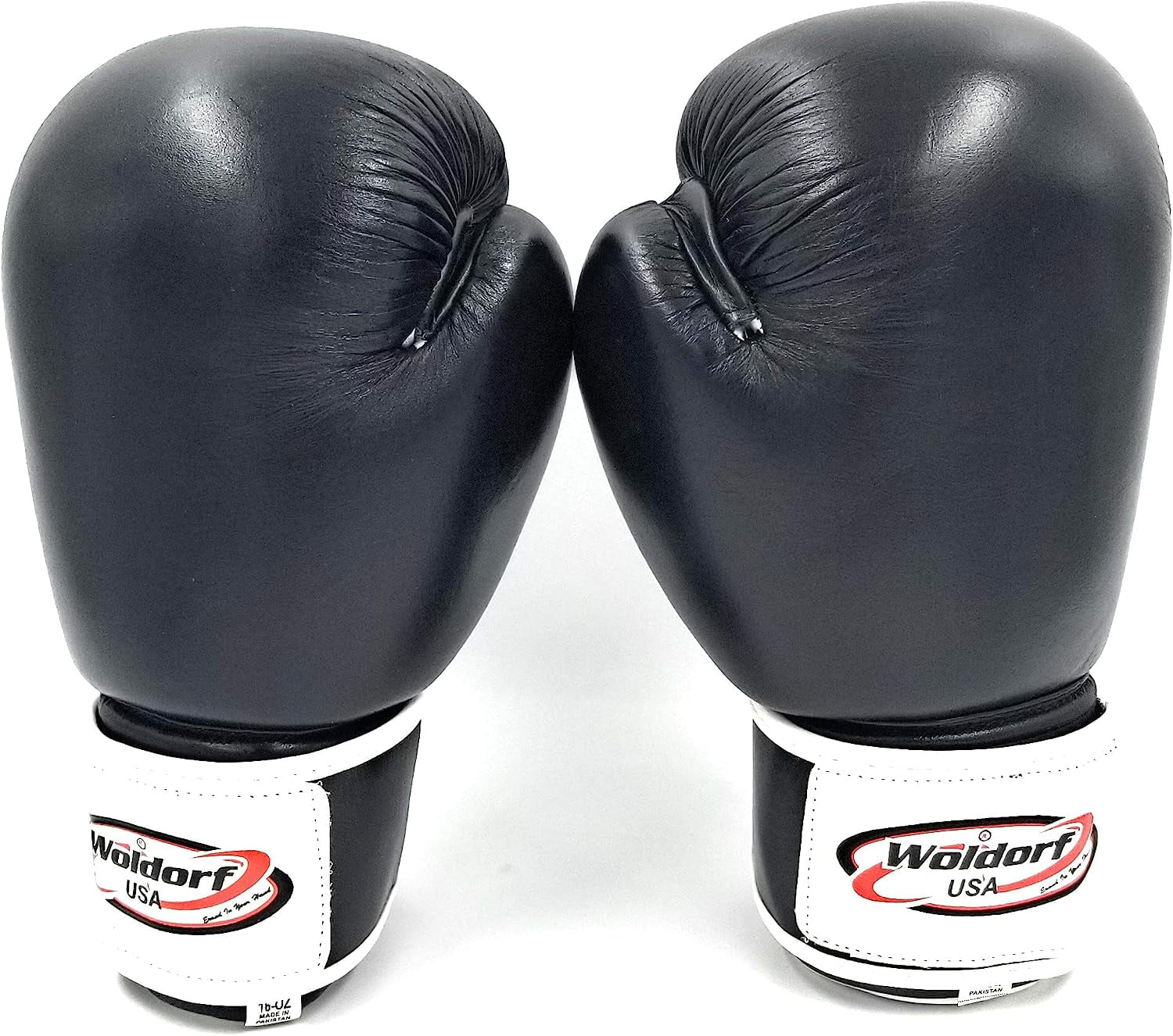 Woldorf Pro Aerobic Style Boxing Gloves in Black 14oz Sparring, Grappling, Kickboxing, Fighting Gloves, Muay Thai Training Gloves, Heavy Bag Speed Punching Gloves.