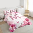 thumbnail image 3 of Homewish Pink Sparking Print Bedding Comforter Set,Rustic Flower Floral Twin Comforter Sets,First Letter M Bedding Set For Girls,Super Cozy Room Decor Reversible,2-Piece, 3 of 8