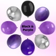 thumbnail image 3 of Globos YMSZ de látex morado, negro y plateado, 67 unidades, 30 cm, para fiestas, 3 of 7