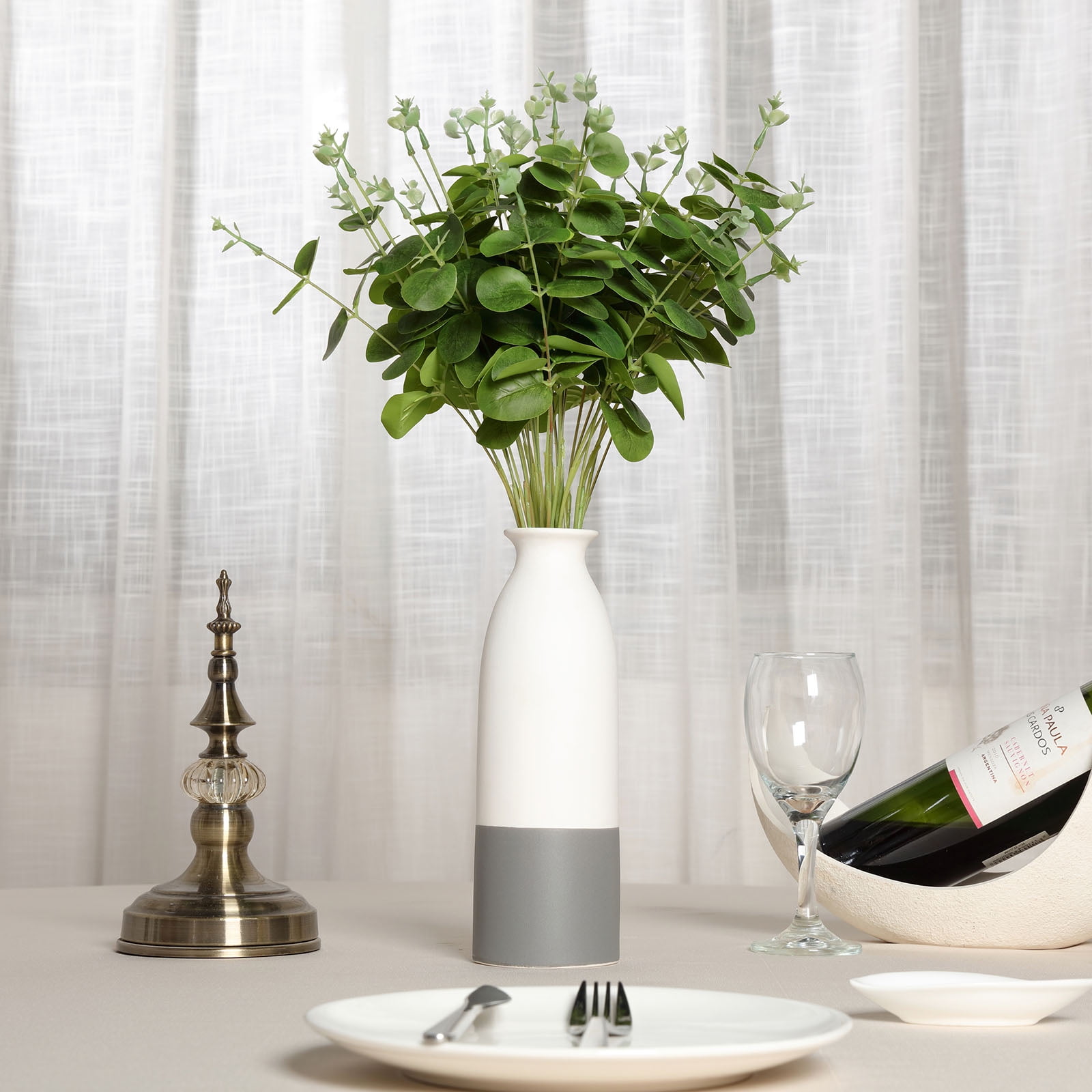 BalsaCircle 2 Pieces 19' Light Green Branches Artificial Eucalyptus Greenery Tabletop