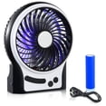 thumbnail image 1 of Mini ventilador de escritorio de 3 velocidades, ventilador con batería recargable con luz LED y batería de 2200 mah, ventilador USB portátil silencioso para el hogar, oficina, viajes, camping, 1 of 5