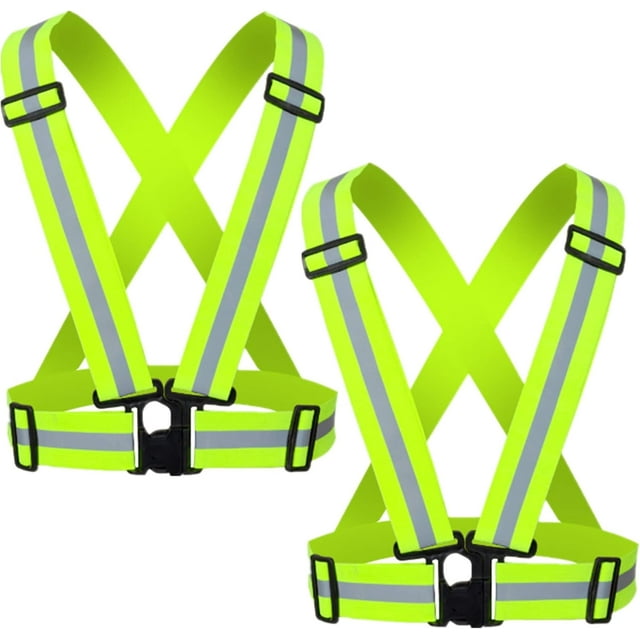 HUGFEGWE Reflective Strap Safety Vest Gear - 2-10 Pack Adjustable High Visible Reflective Running Gear for Women Men Night AZ824-9449