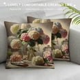 thumbnail image 3 of COMIO Outdoor Decor Throw Pillow Covers Watercolor Hydrangea Flowers Bottle Cushion Case Oil Painting Floral Leaves Square Pillow Slip White, 3 of 5