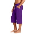thumbnail image 4 of Nokdvo Capris for Men Drawstring Elastic Waist Capris with Pockets Below Knee Sweatpants Wide Leg Stretch Comfy Lounge Lightweight Athletic Summer Cropped Pants,Dark Purple M, 4 of 6