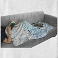 thumbnail image 6 of Fish Soft Flannel Fleece Throw Blanket, Sketch Boat and Motifs Underwater Fauna with Wavy Ocean Marine Art, Cozy Plush for Indoor and Outdoor Use, 70" x 90", Blue Black and White, by Ambesonne, 6 of 6