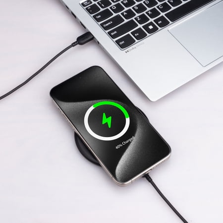 ONN 10W WIRELESS CHARGING PAD WITH 5FT USB-C CABLE AND WALL ADAPTER, QI CERTIFIED, BLACK – COMPATIBLE WITH IPHONE 17/16/15/14/13/12 SERIES, SAMSUNG GALAXY, NOTE, PIXEL DEVICES