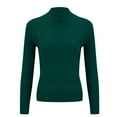 thumbnail image 6 of ManxiVoo Women Knit Pullover Semi High Neck Classic Stripe Thick Warm Soft Sweater for Everyday Comfort M Size Green, 6 of 8