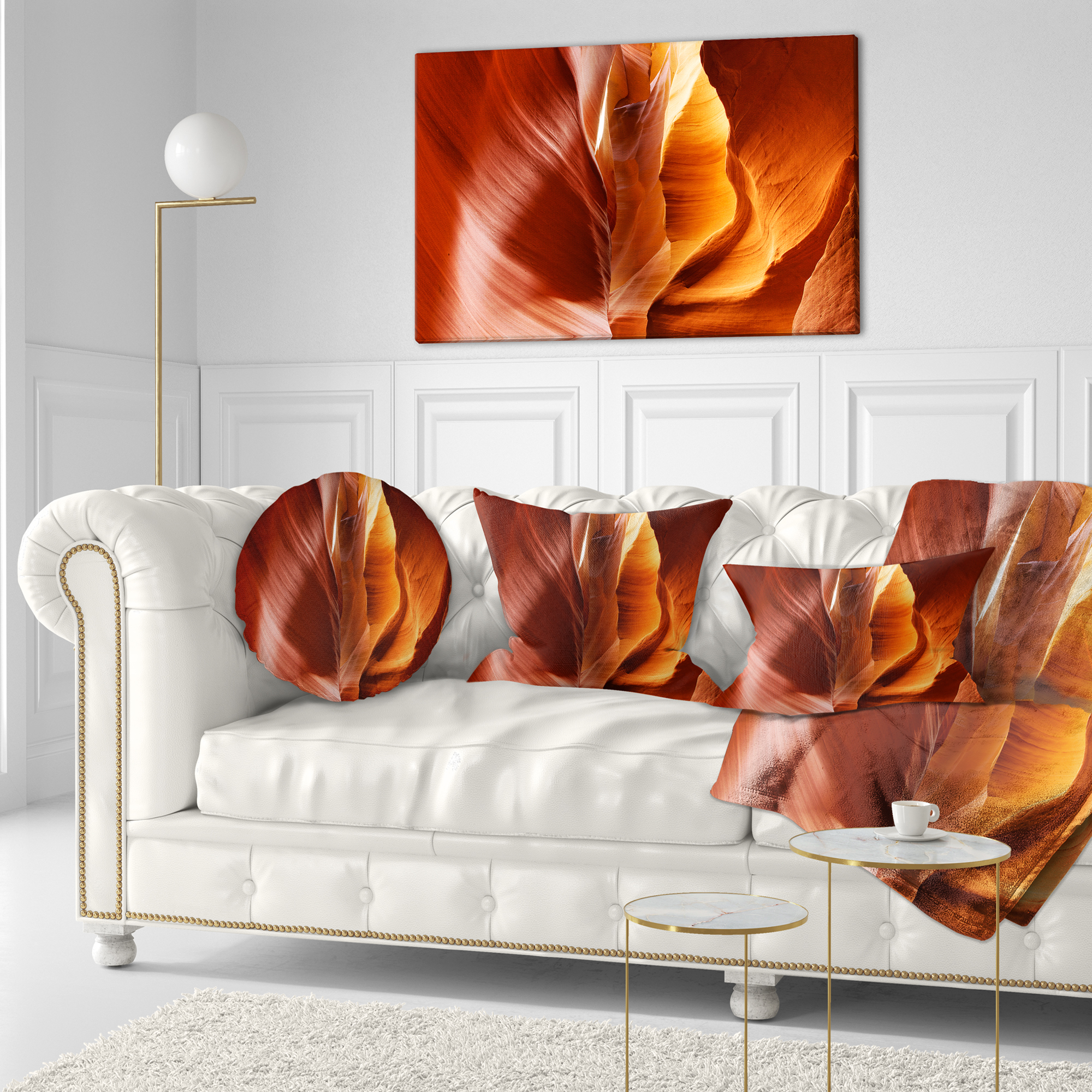 Designart Sunshine in Antelope Canyon - Landscape Photo Throw Pillow - 12x20