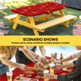 thumbnail image 6 of Christmas Red Table Cloths for 6 Foot Rectangle Tables, Yellow Reindeer Xmas Trees New Year Patio Waterproof Elastic Fitted Tablecloths, Washable Rectangular Table Cover for Camping, 6 of 8