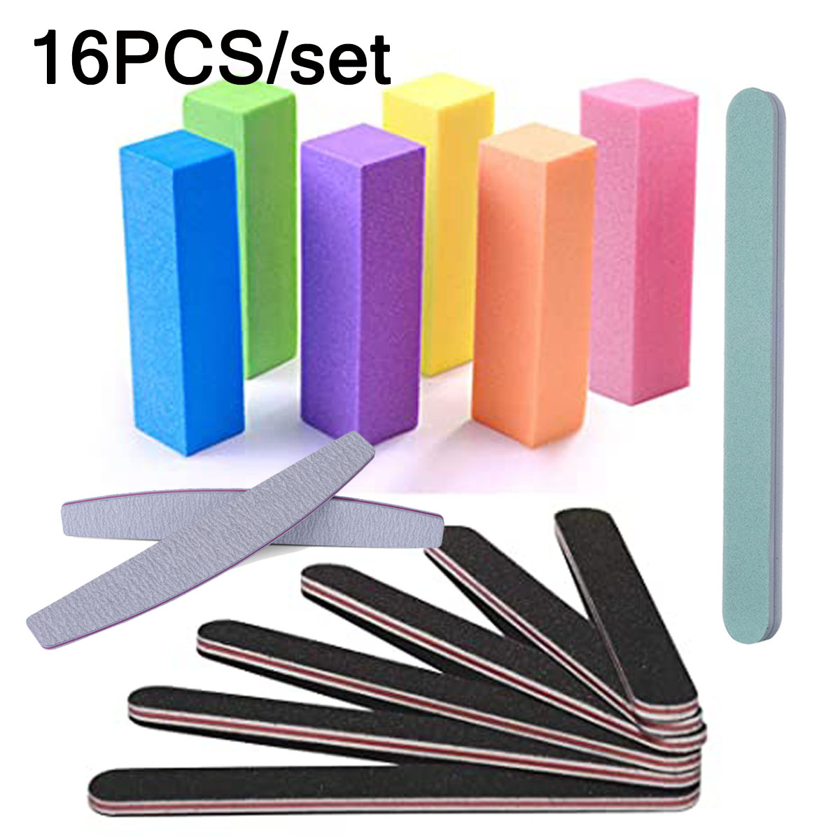 QingY16pcs/Set Nail File Block Nail Buffer Polishing Blocks